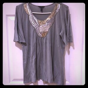 Soma t shirt sequins gold silver on grey medium